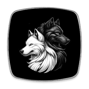 Schwarzer und weißer Wolf Wolfportraits - Viereckiger Kühlschrankmagnet - Weiß - Vorne