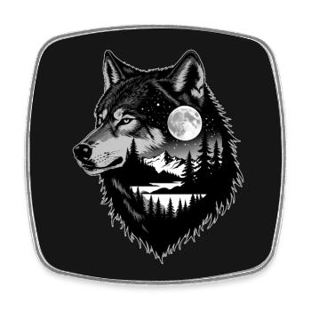 Schwarzer Wolf Wolfportrait. Wolfdesign - Viereckiger Kühlschrankmagnet - Weiß - Vorne
