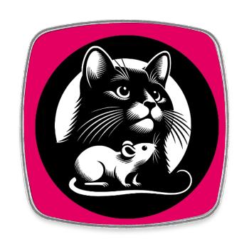 Le chat et la souris dans l’amitié, la paix et l’amour - Magnet carré - blanc - Devant