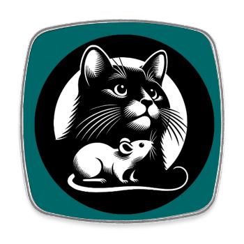 Le chat et la souris dans l’amitié, la paix et l’amour - Magnet carré - blanc - Devant