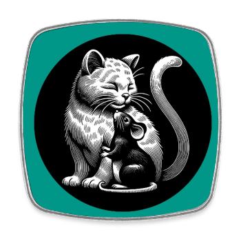 Le chat et la souris dans l’amitié, la paix et l’amour - Magnet carré - blanc - Devant