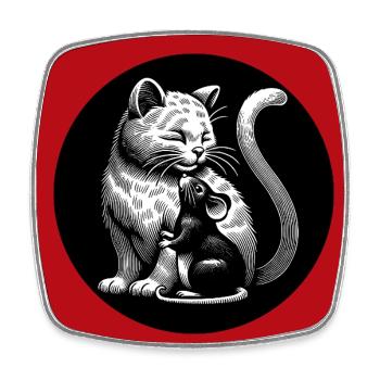 Le chat et la souris dans l’amitié, la paix et l’amour - Magnet carré - blanc - Devant