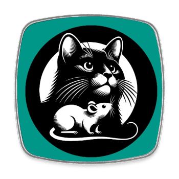 Le chat et la souris dans l’amitié, la paix et l’amour - Magnet carré - blanc - Devant