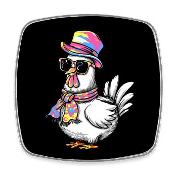 J’aime mes poules - Drôles de poulets - Magnet carré - blanc - Devant