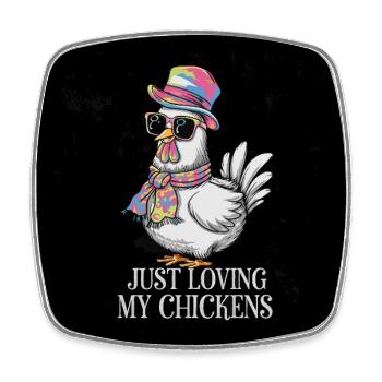 J’aime mes poules - Drôles de poulets - Magnet carré - blanc - Devant