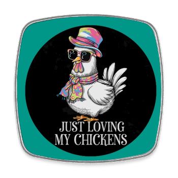 J’aime mes poules - Drôles de poulets - Magnet carré - blanc - Devant