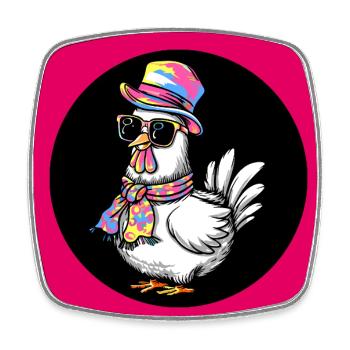 J’aime mes poules - Drôles de poulets - Magnet carré - blanc - Devant