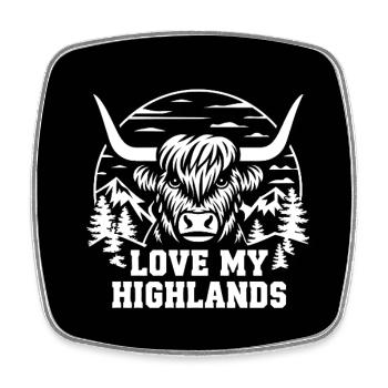 Love My Highlands Scottish Highland Cattle - Square fridge magnet - white - Front
