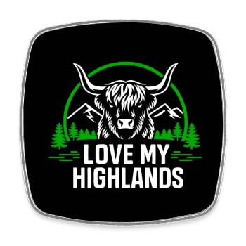 Love My Highlands Scottish Highland Cattle - Square fridge magnet - white - Front