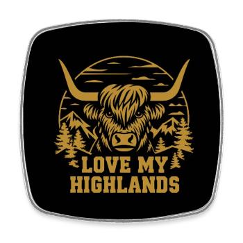 Love My Highlands Scottish Highland Cattle - Square fridge magnet - white - Front