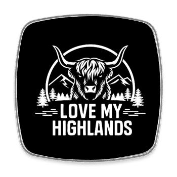 J’adore mon bétail Highlands Scottish Highland. H - Magnet carré - blanc - Devant