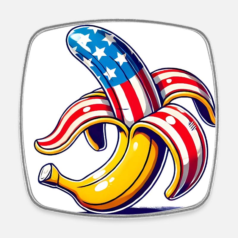 Patriotic Banana PopArt Design - Square fridge magnet - white