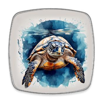 sea turtle in watercolor technique - Square fridge magnet - white - Front