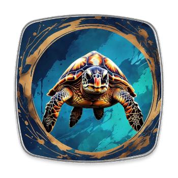 sea turtle in watercolor technique - Square fridge magnet - white - Front