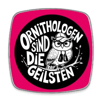 Ornithologen sind die Coolsten Eule mit Fernglas - Viereckiger Kühlschrankmagnet - Weiß - Vorne