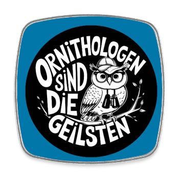 Ornithologen sind die Coolsten Eule mit Fernglas - Viereckiger Kühlschrankmagnet - Weiß - Vorne