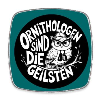 Ornithologen sind die Coolsten Eule mit Fernglas - Viereckiger Kühlschrankmagnet - Weiß - Vorne