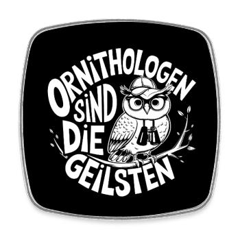 Ornithologen sind die Coolsten Eule mit Fernglas - Viereckiger Kühlschrankmagnet - Weiß - Vorne