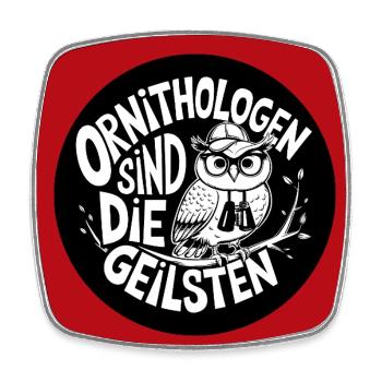 Ornithologen sind die Coolsten Eule mit Fernglas - Viereckiger Kühlschrankmagnet - Weiß - Vorne