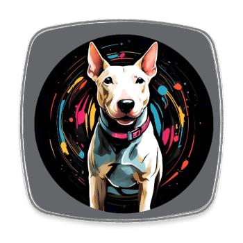 Bull Terrier in Colorful Color Wheel in Watercolor - Square fridge magnet - white - Front