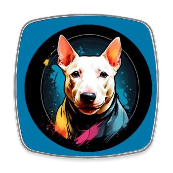 Minibullterrier in buntem Farbkreis in Aquarell - Viereckiger Kühlschrankmagnet - Weiß - Vorne