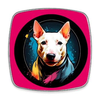Minibullterrier in buntem Farbkreis in Aquarell - Viereckiger Kühlschrankmagnet - Weiß - Vorne