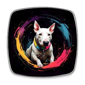 Minibullterrier in buntem Farbkreis in Aquarell - Viereckiger Kühlschrankmagnet - Weiß - Vorne