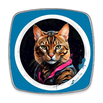 Bengalkatze Portrait in Aquarelltechnik - Viereckiger Kühlschrankmagnet - Weiß - Vorne