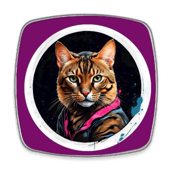 Bengalkatze Portrait in Aquarelltechnik - Viereckiger Kühlschrankmagnet - Weiß - Vorne