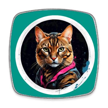 Bengalkatze Portrait in Aquarelltechnik - Viereckiger Kühlschrankmagnet - Weiß - Vorne