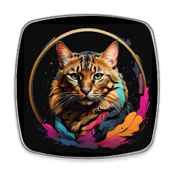 Bengalkatze Portrait in Aquarelltechnik - Viereckiger Kühlschrankmagnet - Weiß - Vorne