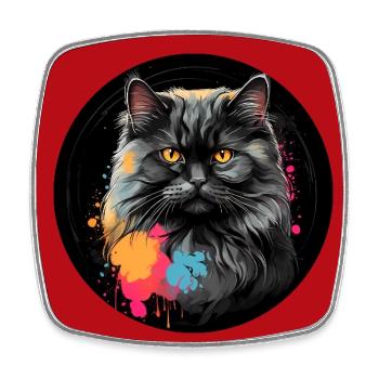 Mignon chat persan chat portrait à l’aquarelle - Magnet carré - blanc - Devant