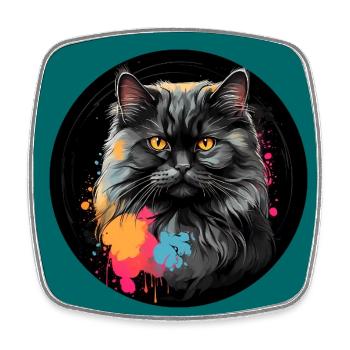 Mignon chat persan chat portrait à l’aquarelle - Magnet carré - blanc - Devant