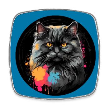 Mignon chat persan chat portrait à l’aquarelle - Magnet carré - blanc - Devant