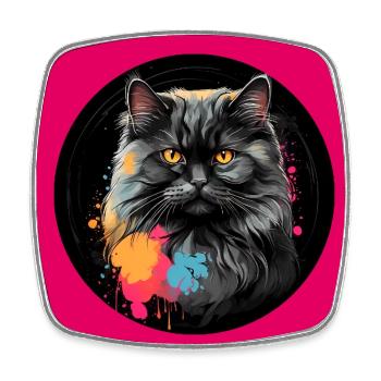 Mignon chat persan chat portrait à l’aquarelle - Magnet carré - blanc - Devant