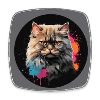 Mignon chat persan chat portrait à l’aquarelle - Magnet carré - blanc - Devant