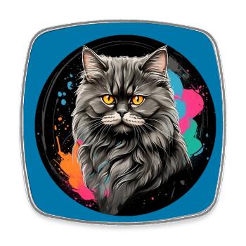 Mignon chat persan chat portrait à l’aquarelle - Magnet carré - blanc - Devant