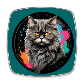 Mignon chat persan chat portrait à l’aquarelle - Magnet carré - blanc - Devant