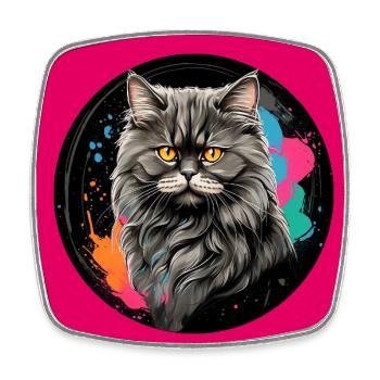 Mignon chat persan chat portrait à l’aquarelle - Magnet carré - blanc - Devant