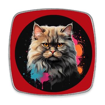 Mignon chat persan chat portrait à l’aquarelle - Magnet carré - blanc - Devant