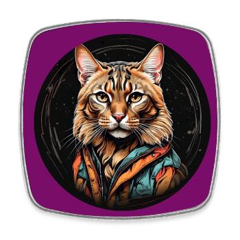 Bengalkatze Portrait in Aquarelltechnik - Viereckiger Kühlschrankmagnet - Weiß - Vorne