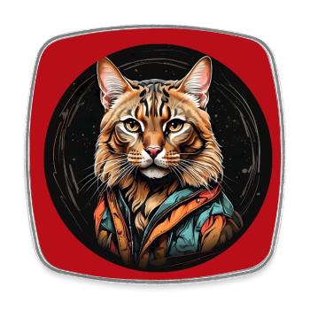 Bengalkatze Portrait in Aquarelltechnik - Viereckiger Kühlschrankmagnet - Weiß - Vorne