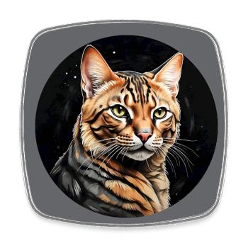 Bengalkatze Portrait in Aquarelltechnik - Viereckiger Kühlschrankmagnet - Weiß - Vorne