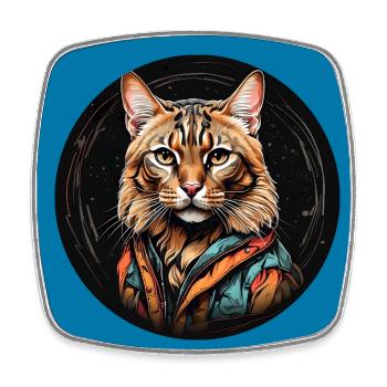 Bengalkatze Portrait in Aquarelltechnik - Viereckiger Kühlschrankmagnet - Weiß - Vorne