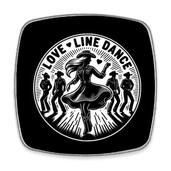 Amour Danse en ligne Western Filles Cowboys dansant - Magnet carré - blanc - Devant