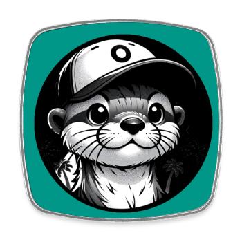 Drôle de petite loutre avec casquette de baseball - Magnet carré - blanc - Devant