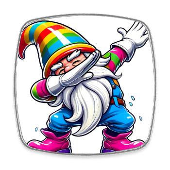 Dabbing Rainbow Gnome Funny Gift - Square fridge magnet - white - Front