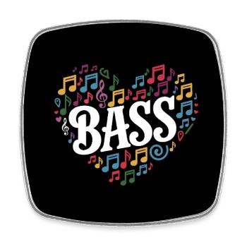 Heart and bass. Heart of musical notes and bass - Square fridge magnet - white - Front