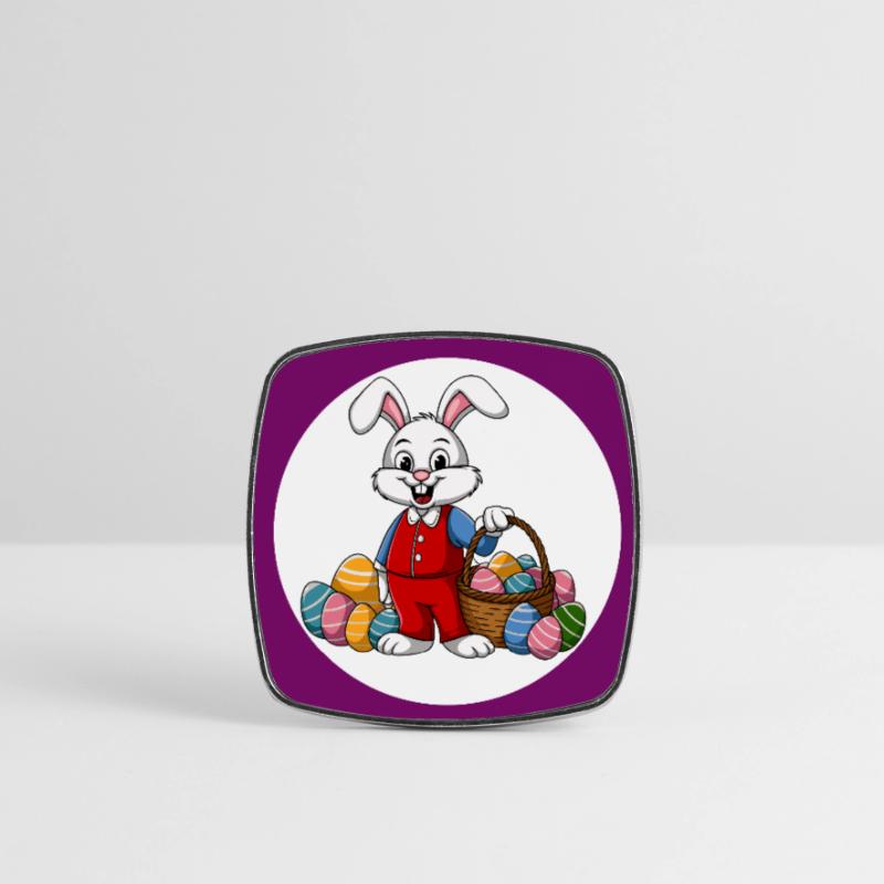 Funny Easter bunny with colorful eggs Easter eggs Square fridge magnet