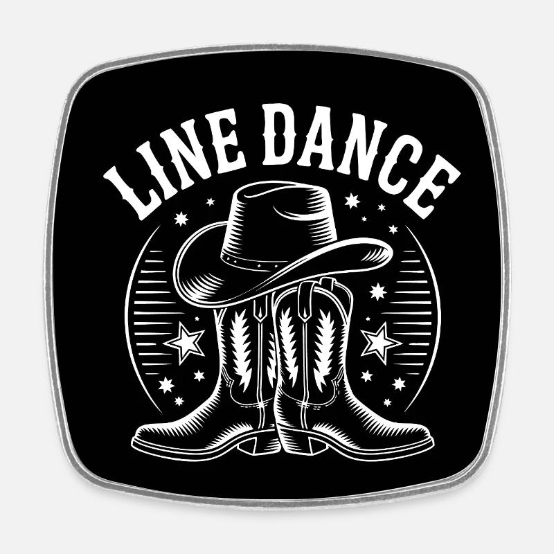 Line Dance Button Magnet Line Dance Dance Hobby - Square fridge magnet - white